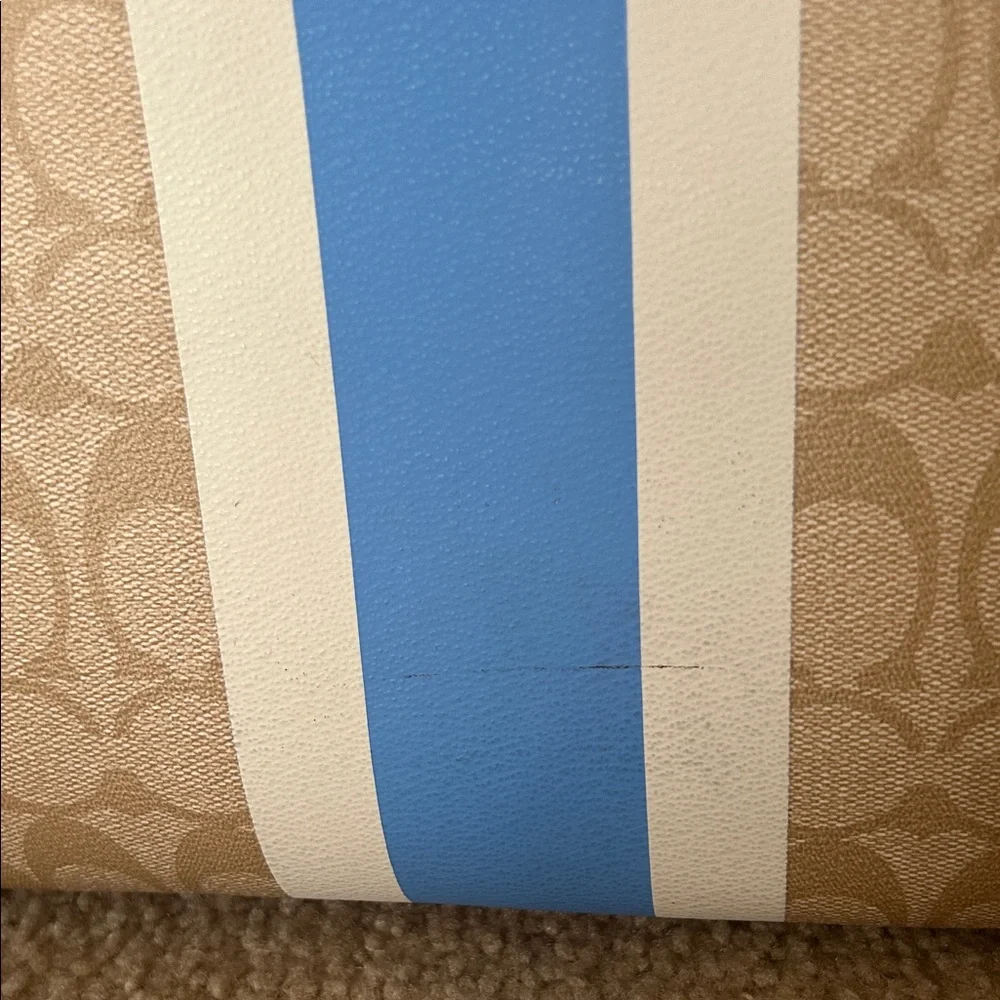 Coach Beige and Blue Stripe Tote - Picture 5 of 7